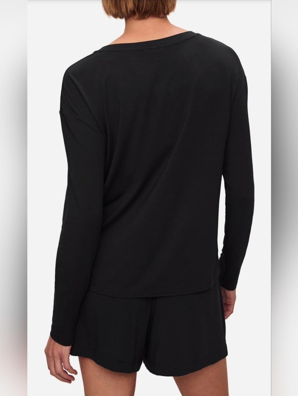 Eberjey Womens Gisele Stretch Modal Black Pajama Top Size Small - Picture 2 of 9